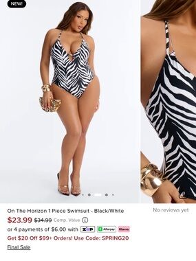 Fashion Nova Black and White Zebra One-Piece